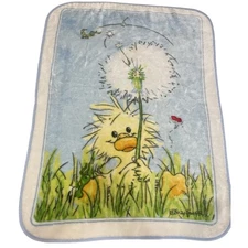 Vtg Little Suzy's Zoo Baby Blanket Witzy Duck Plush Fleece Gerber Acrylic USA 80