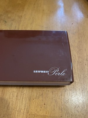 vintage Leifheit Perle table top sweeper crumb brush in a brown storage case