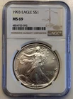 1993 American Silver Eagle Coin NGC MS69 1oz .999 Fine Silver
