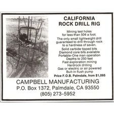 Campbell Manufacturing California Rock Drill Rig Palmdale 1986 Mining Ad SJA3-H4