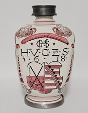 Ulmer Keramik Flasche mit Zinn 0,7L Mid Century 50er 60er Sammlerflasche