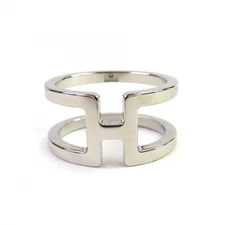 beautiful HERMES H. An Ron Palladium Scarf Ring Silver with Box and Storage B