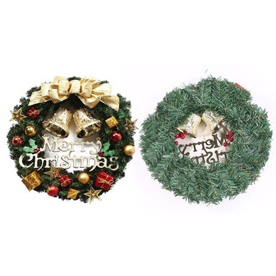 Door Wreath with Bow Double Bells Window Wall Ornament Holiday Decorations