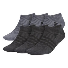 adidas Mens Superlite No Show Socks 6-Pair Pack Low Profile Below Ankle - M