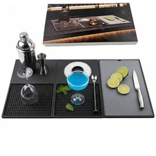 Bar Mat,Folding Portable 22" X 12" Cocktail Bartending Mat with Cut Board | B...