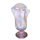 FENTON Pink Iridescent Opalescent Art Glass Lily of the Valley Handkerchief Vase