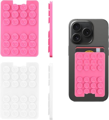 2 PCS Self Adhesive Suction Cup Phone Grip Multi-purpose Silicone White, Pink 