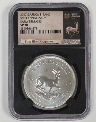2017 South Africa 1oz 999 Fine Silver Krugerrand 50th Anniversary