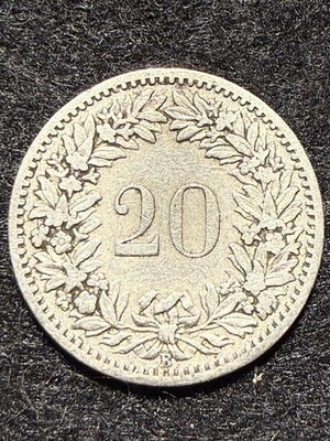 1885B SWITZERLAND 20 RAPPEN HELVETIA KM# 29 GREAT COIN! SHIPS FREE