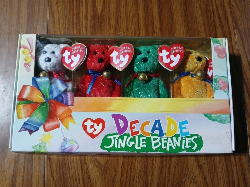TY Decade Jingle Beanies Set Of 4  Beanie Babies Christmas Open Box Ornaments