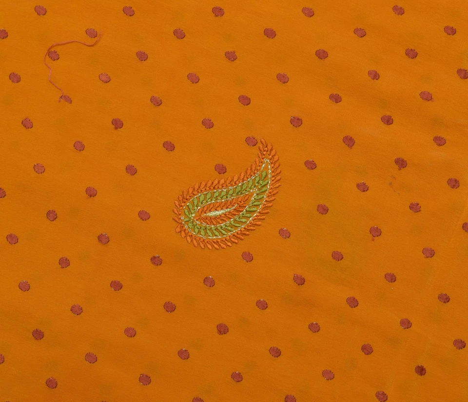 Sushila Vintage Mostaza Sari Remanente Chatarra Multiusos Bordado Artesanal Tela Foto 3 de 4