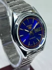 Refurbished Vintage Seiko 5 Blue Automatic: 17 Jewels Day Date Men's Watch 37MM