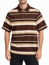 Old School Striped Pique Polo Shirt - BROWN VB-0005