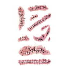Temporary Tattoos Fake Scars Stitches Wound Waterproof Sticker for Halloween