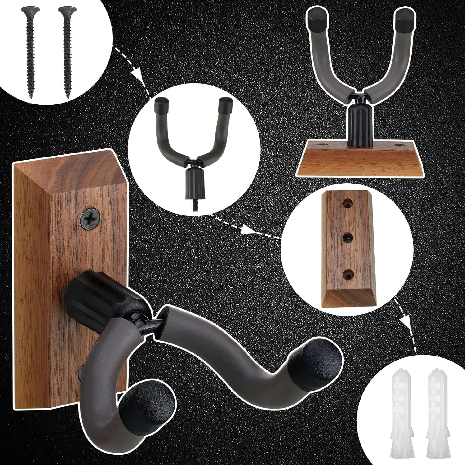 2 Pcs Crossbow Hanger for Wall Vertical Gun Rack Wall Mount Hardwood Gun Holder