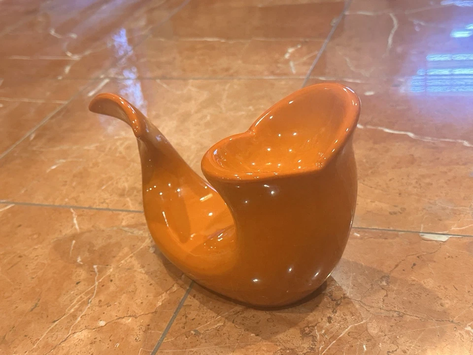 VOHANN OF CALIFORNIA MCM 1970S LARANJA CERÂMICA BALEIA SABONETEIRA TOALHA SUPORTE EXCELENTE ESTADO USADO - Imagem 4 de 4