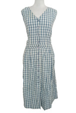Emily And Fin Women's Dress Size XL 16 Blue White Gingham Check Fit & Flare Used