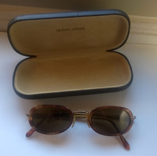 Vintage GIORGIO ARMANI 672 1100 140 Brown Tortoise Oval Plastic Metal Sunglasses