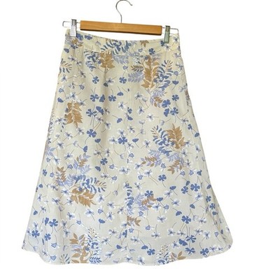 Classic Elements Sz 18 Fall Floral Cotton Lined Cottagecore  Midi A-Line Skirt