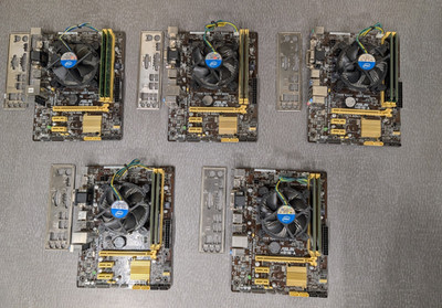 ** Lot of 5 Intel 3.0 GHz Pentium G3220 CPU + ASUS H81M-A Motherboard + 4GB RAM