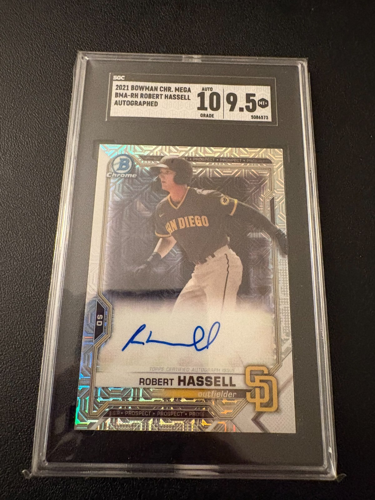 Robert Hassell 2021 Bowman Chrome Mega Box Mojo Auto SGC 9.5/10 BMA-RH Nationals
