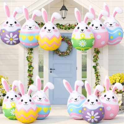 12 Pcs 12 Inch Easter Egg Inflatable Decorations Hanging Inflatable Easter Ballo