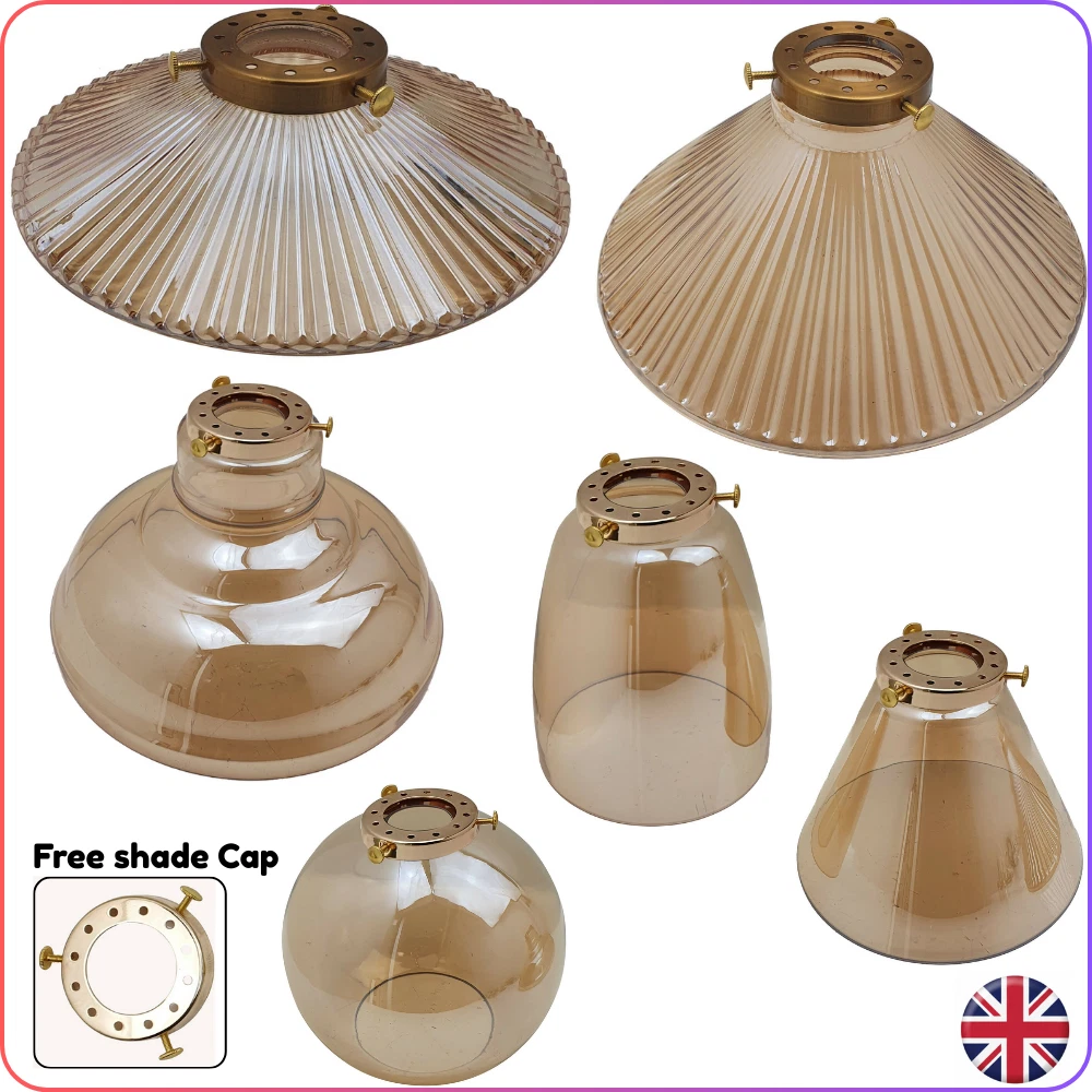 Light Shade Ceiling Easy Fit Pendant Lamp Replacement Amber Glass Light Fitting