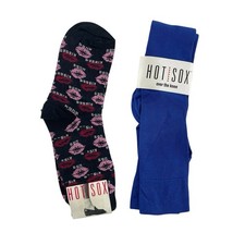 NEW Hot Socks Lot of 2 Pairs Socks Womens 9-11 Blue Black Novelty
