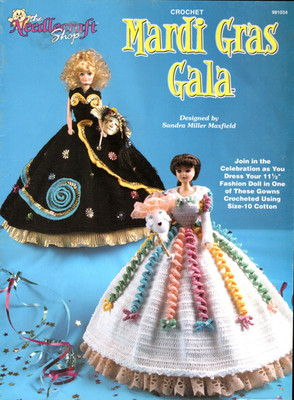 Mardi Gras Gala Gown 11 1/2'' Doll Crochet Pattern Booklet The Needlecraft Shop