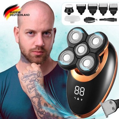 5D Elektrisch Rasierer Skull Shaver,Gesicht Kopfrasierer Glatzen Rasierer Herren