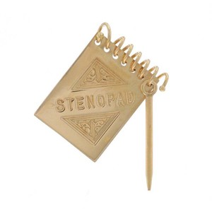 Yellow Gold Stenopad and Pencil Charm - 14k Notebook