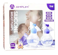 Amplim Manual Breast Pump, Gen 3 Food Grade Silicone Milk Collector For
