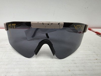 Pit Viper Sunglasses Miliary Tan Beige Gold Shield Black Lens Spray Adjustable 