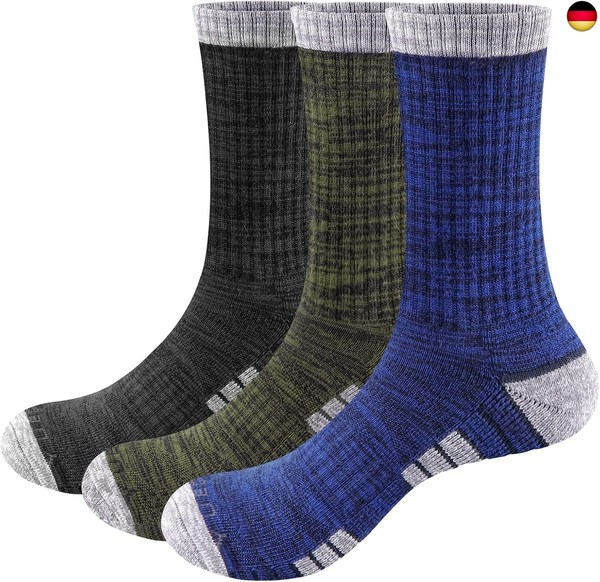 Yuedge Socken Herren 43-46 39-42, 3 Paar Crew Sportsocken Gepolsterte Baumwolle-image
