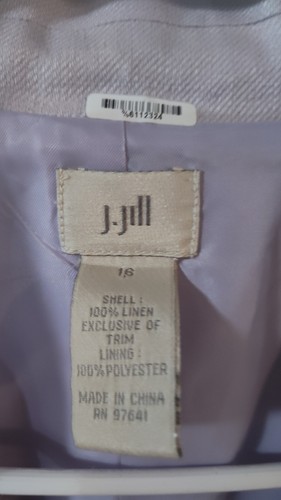 J. JILL 100% Linen Pastel lilac Light lined Blazer coat jacket Top Size SZ 16 - Picture 4 of 8