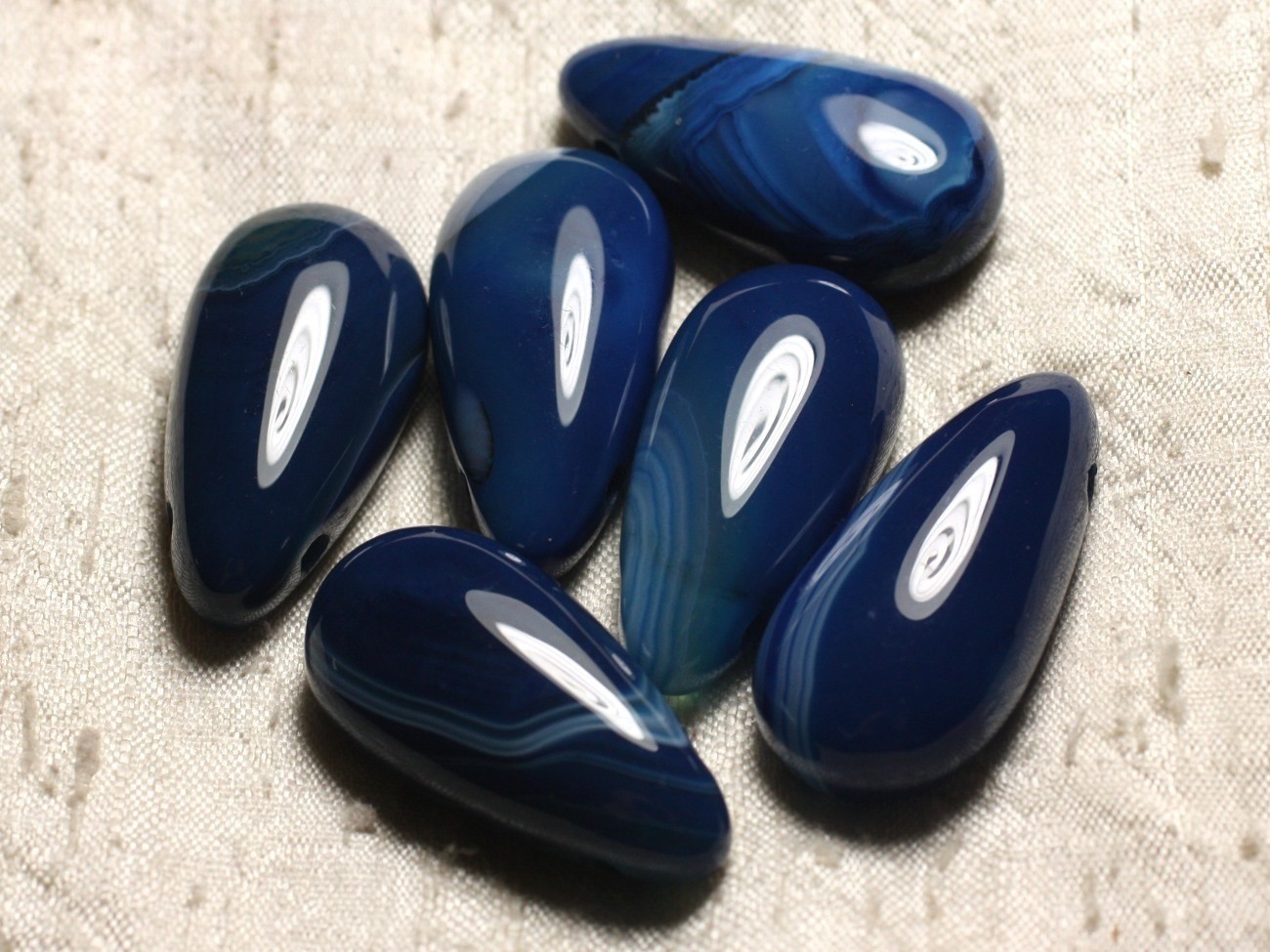 Pendentif agate bleue goutte 40mm avec bélière en argent pour collier