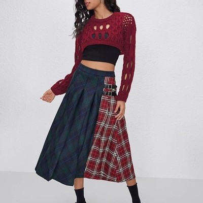 CIDER Cropped Sweater Knit Round Neckline Hollow Out Crop fun chunky oversized
