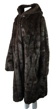 Roaman’s Us Women’s Plus Size 4x Brown Lux Faux Fur Long Hooded Coat Washable!