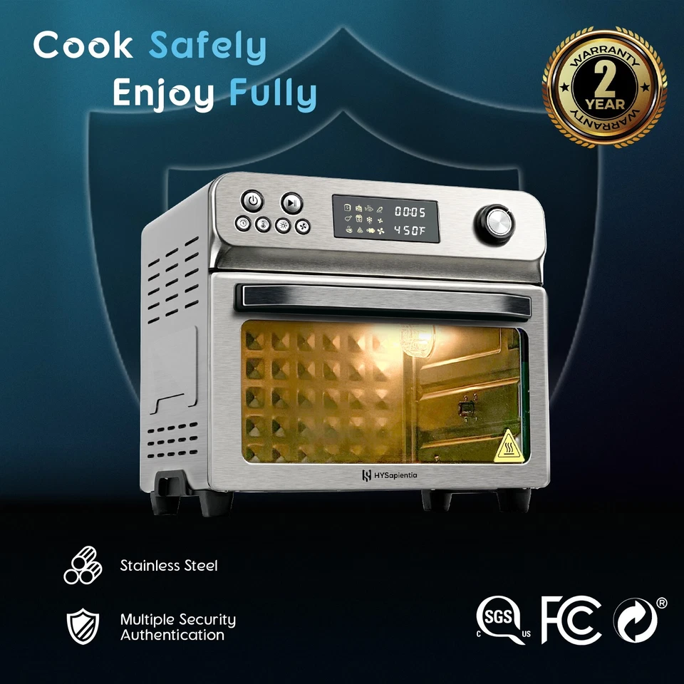 HYSapientia 26QT Stainless Steel Air Fryer Toaster Oven With Rotisserie - Image 4 of 4