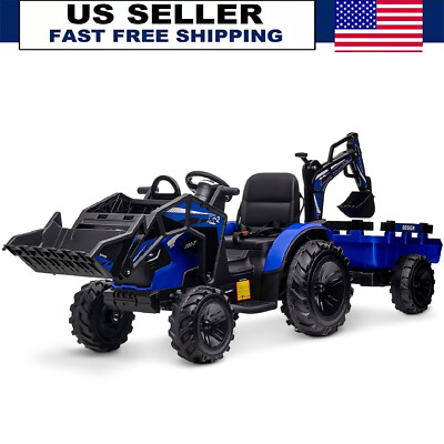 #ad 24V Kids Ride on Tractor Electric Vehicle w Trailer Excavator amp; Bulldozer Digger $429.99