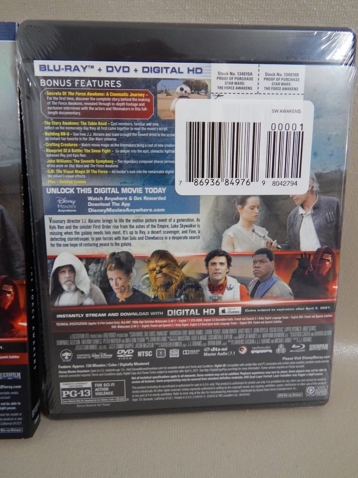Star Wars: Episode VII: The Force Awakens (Blu-ray 2016) Widescreen w/ Slipcover - Image 4 of 4