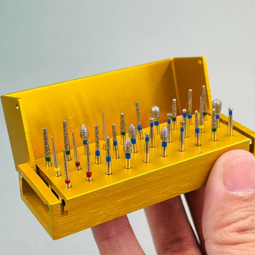 30pcs Dental Diamond Burs Drill+Disinfection Bur Block High Speed Handpiece Kit - Picture 5 of 18