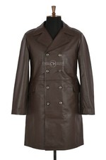 Deutscher Generalmajor braun Herren Designer Militär WW2 Echt Rindsleder Mantel