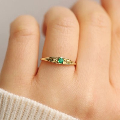 May birth ring, emerald ring, gemstone ring, lily of the valley ring, birthstone