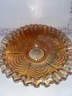 Vintage Carnival Glass Bowl Marigold Color Daisy And Leaf Design