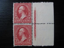 UNITED STATES Sc. #267 scarce mint MNH imprint stamp pair! SCV $32.00