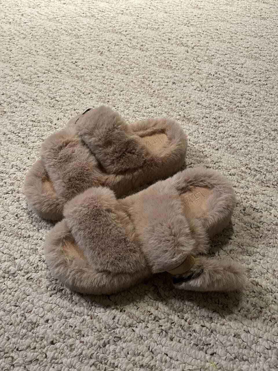 SAOLA Pantofole pelose sandali scarpe slide suola gomma finta pelliccia di coniglio US 8 9 EUR 40