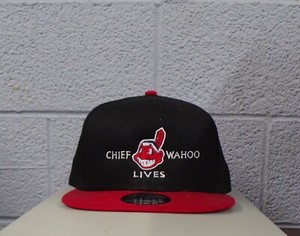 Cleveland Indians Chief Wahoo Lives Flat Bill Snapback Ball Cap Hat New