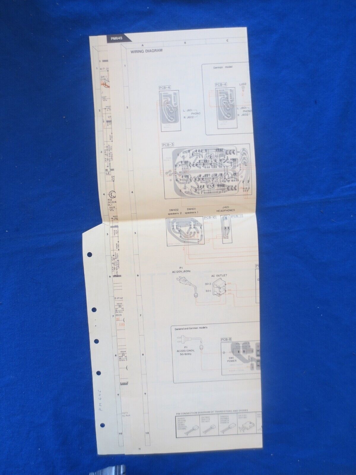 Harman Kardon PM-645 Int Amp Schematic & Wiring Factory Original The Real Thing