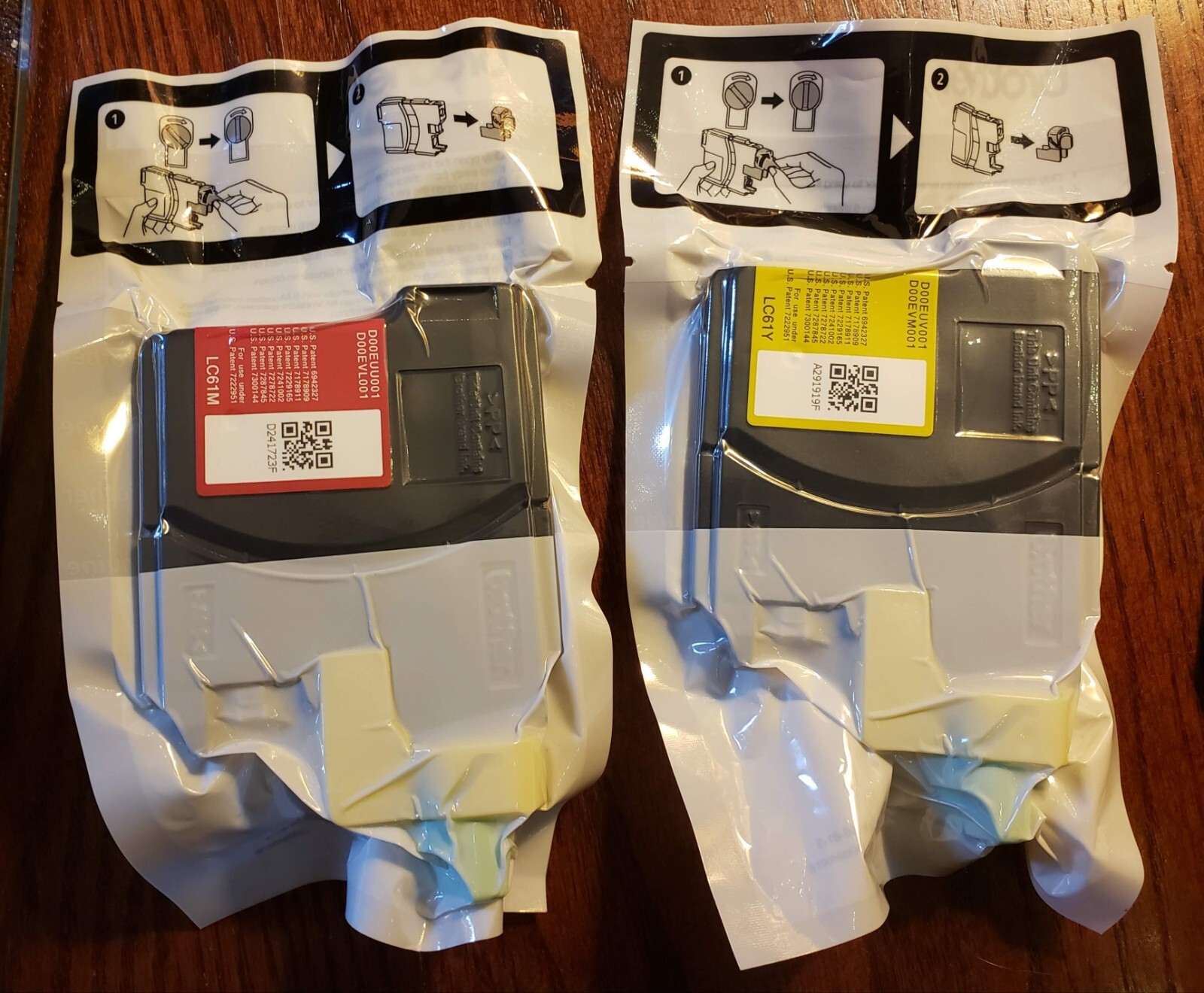 Lot-2 Brother Printer Ink LC61M Magenta Cartridge & LC61Y Yellow New Sealed